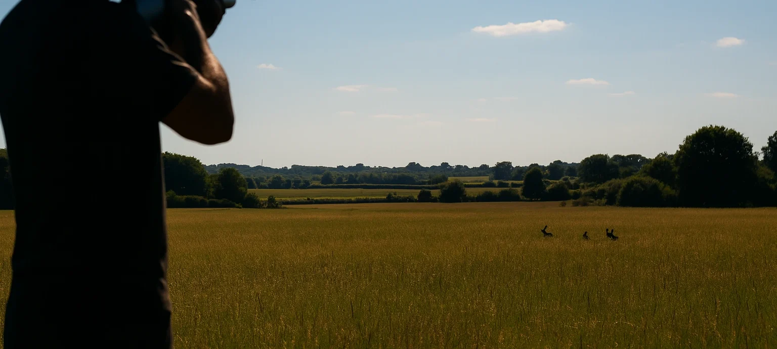 Rifleman aiming at rabbits